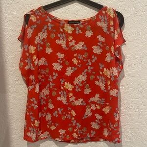 Red Floral Open Shoulder Adrienne Vittadini Size Small